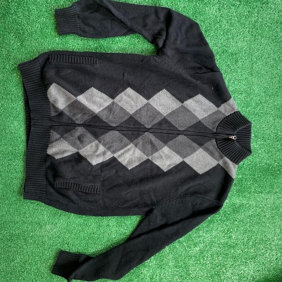 Black Checkered Zip Up Long Sleeve jacket - Picture 3 of 3
